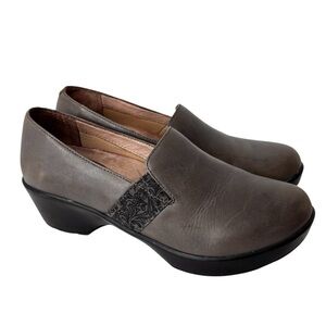 Dansko Jessica Grey Nappa Leather Slip-On Clogs Comfort Shoe Size 38 US 7.5 / 8